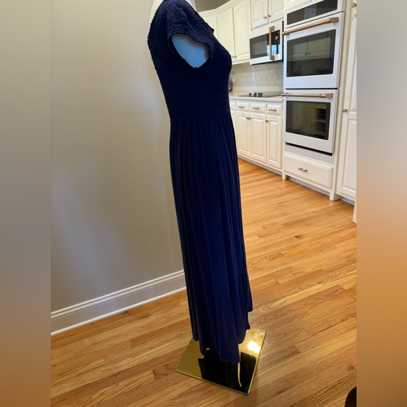Cotton Emporium Navy Smocked off Shoulder Maxi Dress - Picture 8 of 11